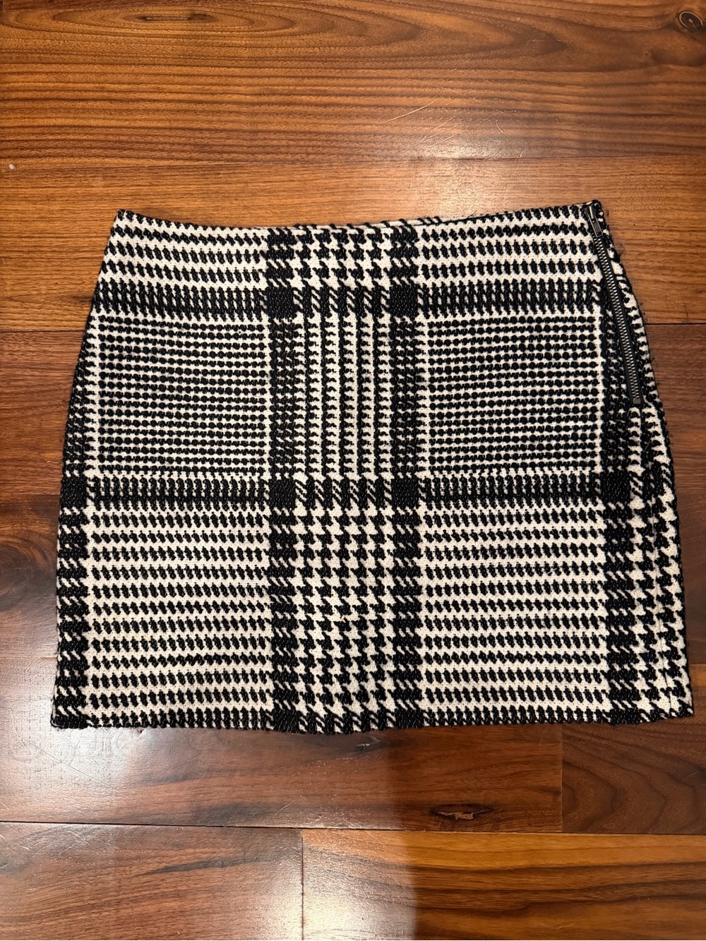 Theory Black and White Plaid Mini Skirt